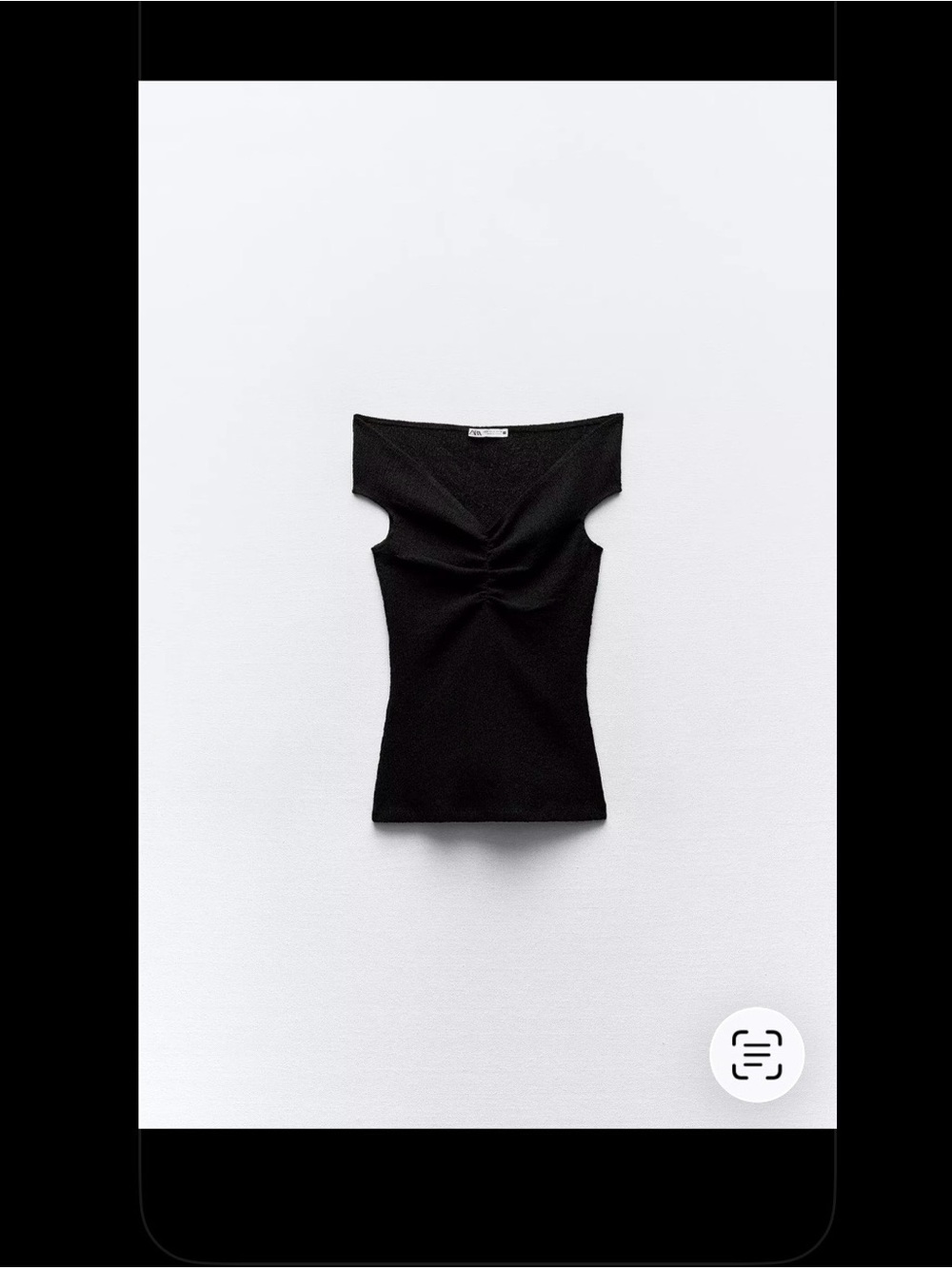 Zara Black Textured Off-Shoulder Top